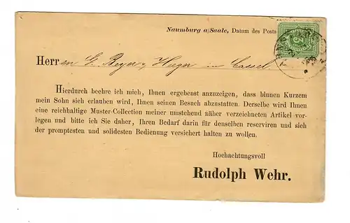 Produits de l'établissement pénitentiaire Striegauer: Naumburg a/Saale, carte d'entreprise ca. 1875