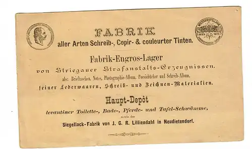 Produits de l'établissement pénitentiaire Striegauer: Naumburg a/Saale, carte d'entreprise ca. 1875