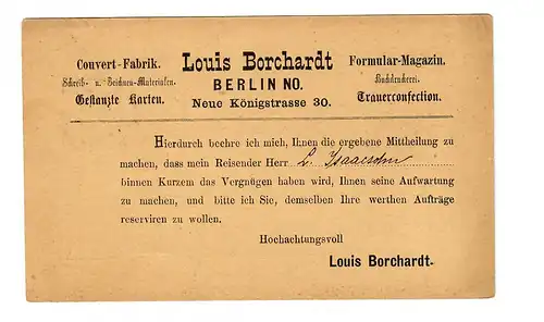 Carte postale Berlin, 1876 vers Kassel, Cartes perforées, Vue