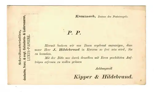 Carte postale de Kreuzach à Kassel, Galanterie et articles en cuir