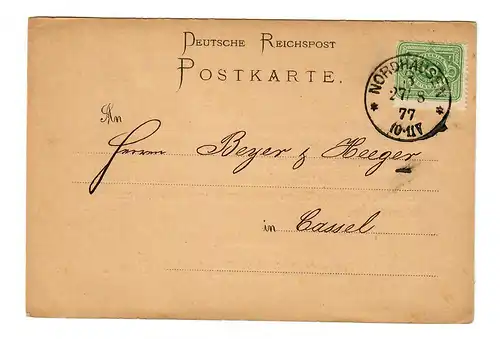 Carte postale Nordhausen, 1877 à Kassel, magasin de papier