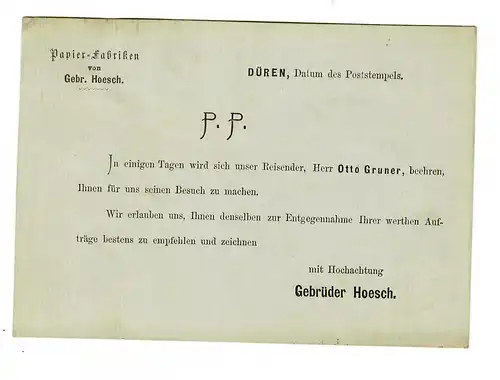 Carte postale Düren, usine de papier, 1878 à Kassel