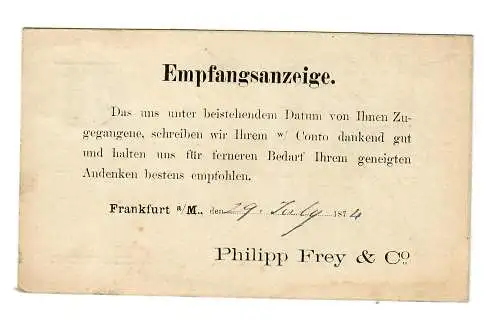 Postkarte Frankfurt/M nach Kassel, 1874