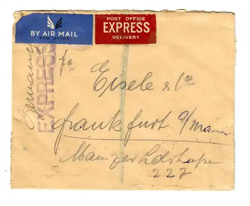 Air Mail Express Londres à Francfort/M, 1936, Contrôle des devises