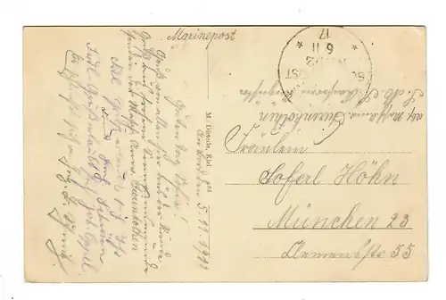 AK: S.M.S Kaiser Friedrich III, Marine Schiffspost Nr. 92, 1917