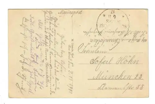 AK: S.M.S Kaiser Friedrich III, Marine Schiffspost Nr. 92, 1917