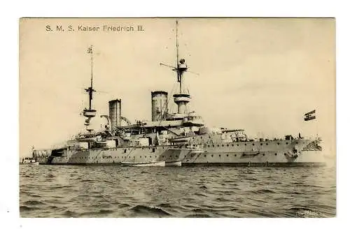 AK: S.M.S Kaiser Friedrich III, Marine Schiffpost Nr. 92, 1917