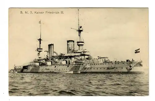 AK: S.M.S Kaiser Friedrich III, Marine Schiffspost Nr. 92, 1917