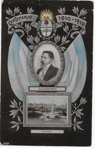 Centario José Evaristo Uriburu picture post card registered Rosario - Kuttenberg