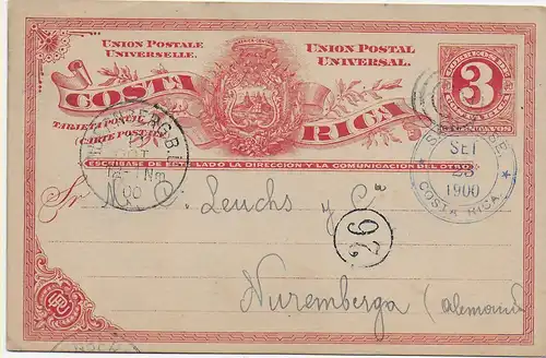 Post card San Jose to Nürnberg, 1900