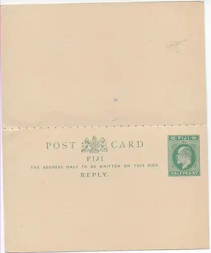 post card Fiji Suva 1905 to Ludwigsburg, forwarded to Ulm with Answer card