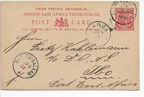 Afrique de l'Est, Mombasa via Tanga, Dar-es-Salaam vers Ibo, 1901