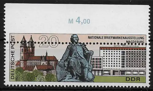 DDR: Mi n° 1513, frais de port **, avec bord supérieur et d'encrement