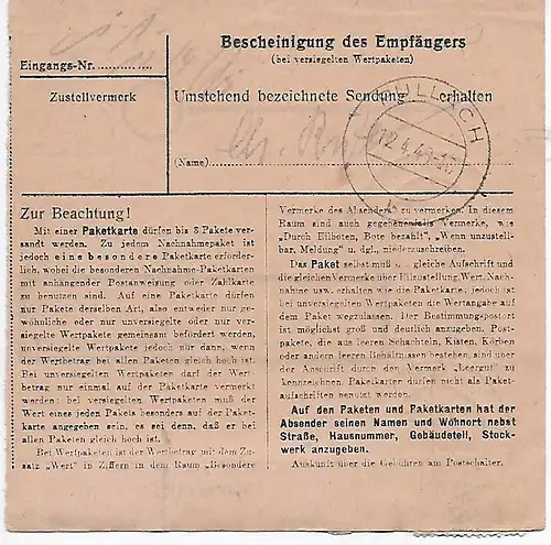 Carte de forfait Braunswick après Pullach, Frais de livraison 30, MeF 1948