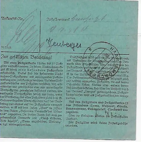 Paketkarte München, Absendereindruck nach Haar, Seifen, Putzartikel, 1948, MeF
