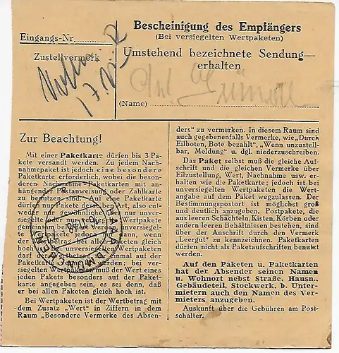 Carte de Oberviechtach d'après Eglfing, Hôtel de santé, 1948, MeF MiNr. 92