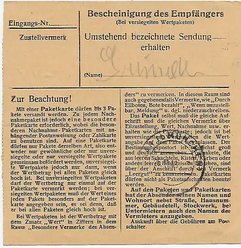 Carte de Aschau/Shrang d'après Eglfing, Centre de cures, 1948, MeF MiNr. 92