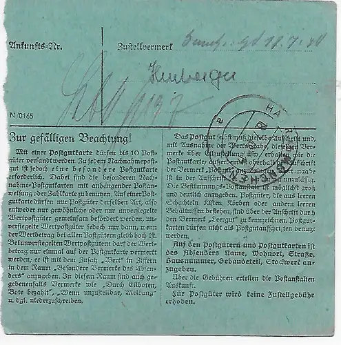 Carte de Munich par Haar, Putzzwarz, 1948, EF Mi Nr. 50II