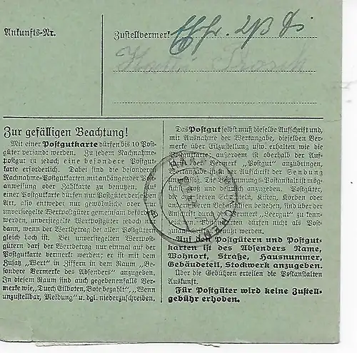 Paketkarte von Offenthal/Offenbach nach Haar, 1948, MeF MiNr. 956, teils HAN