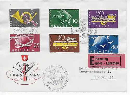 Eilbrief Bern 1949 nach Zürich