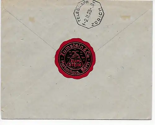 Einschreiben Express von Bern nach Zürich 1923