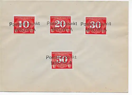 Generalgouvernement GG: Poststützpunktmarken MiNr. Z1-4, Poststützpunkt Mrowla