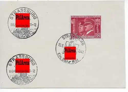 Ein Jahr Strassburg 1941, 2 verschiedene Sonderstempel