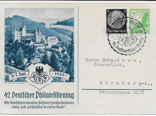 42. Journée des philatélistes allemandes Burg Lauenstein, 1936
