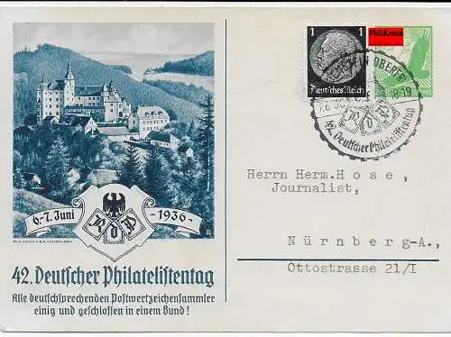 42. Journée des philatélistes allemandes Burg Lauenstein, 1936