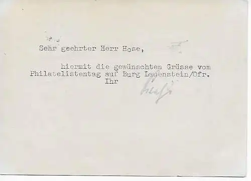42. Deutscher Philatelistentag Burg Lauenstein, 1936