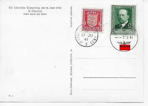 Hitler et Musolini à Munich, 1940, timbre de champ et Jersey, 1941