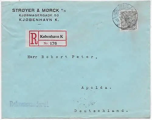 Enregistrer Copenhague à Apolda, 1927, Perfin