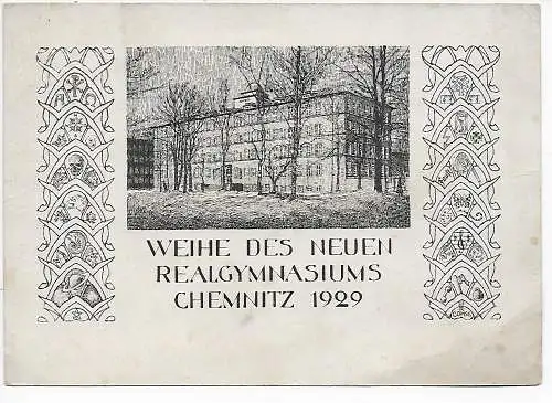 Postkarte: Weihe des neuen Realgymnasiums Chemnitz 1929 