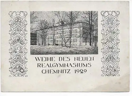 Postkarte: Weihe des neuen Realgymnasiums Chemnitz 1929