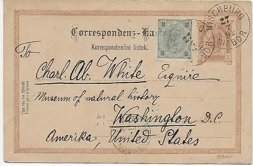 Ganzsache Nischburg nach Washington/USA, 1892
