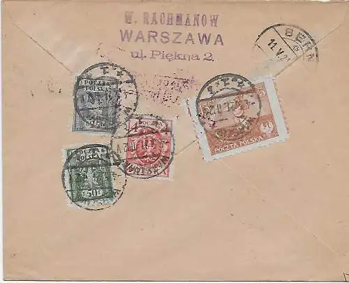 Einschreiben Warschau 1921 nach Bern