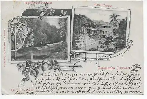Ansichtskarte - Picture post card Paramaribo nach Gelnhausen, 1900