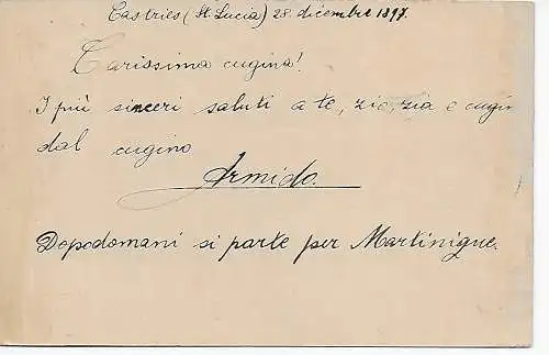 Sainte-Lucie 1897 vers Fiume/Hongrie