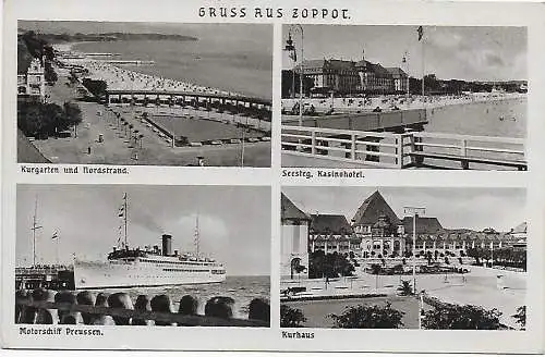 Ansichtskarte Gruss aus Zopot, Hotel Reichsadler, 1937, Danzig