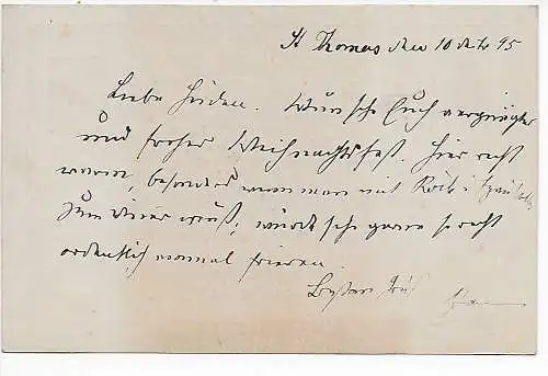 St. Thomas Postkarte 1895 nach Heide