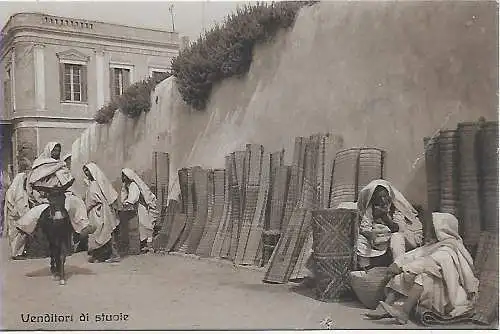 Ansichtskarte Tripolis mit Venditori di stuoie 1914 nach Rimini