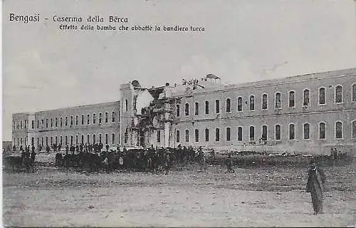 Ansichtskarte Bengasi, Caserma della Berca 1913 nach Rimini - München