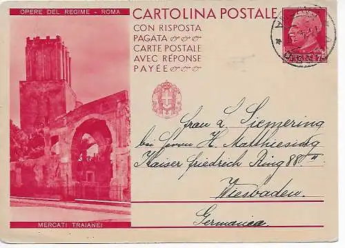Cartolina Postale 1937 Alassio vers Wiesbaden