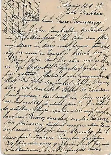 Cartolina Postale 1937 Alassio nach Wiesbaden