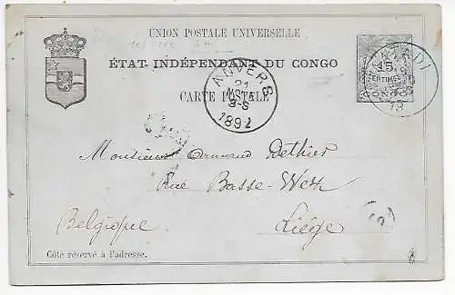 Belgisch Kongo 1892, Anvers nach Liège