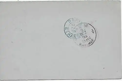 Franz. Kolonie Benin, Doppelkarte 1893 nach Ulm über Loango Bordeaux