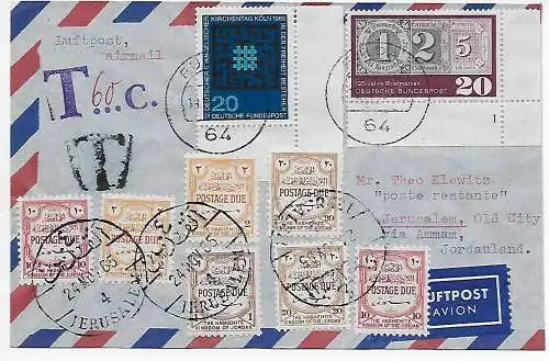 Luftpost Fulda nach Jerusalem, 1965, Taxe 60c