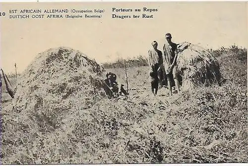 Ansichtskarte Belgisch Kongo, Besetzung DOA, 1920: Porteurs au Repos