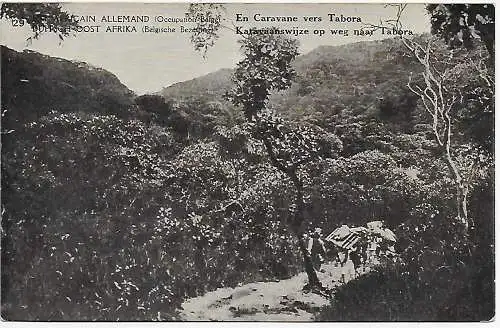 Ansichtskarte Belgisch Kongo, Besetzung DOA, 1920: En Caravane vers Tabora