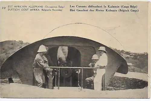 Ansichtskarte Belgisch Kongo, Besetzung DOA, 1920: Les Canons défant la Kalemie